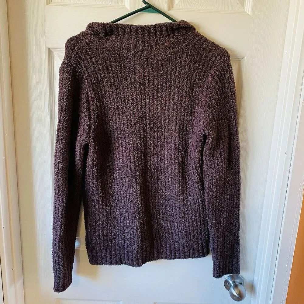Maurices Sweater Women’s Size Medium Stretch V Neck Loose Knit Deep Purple